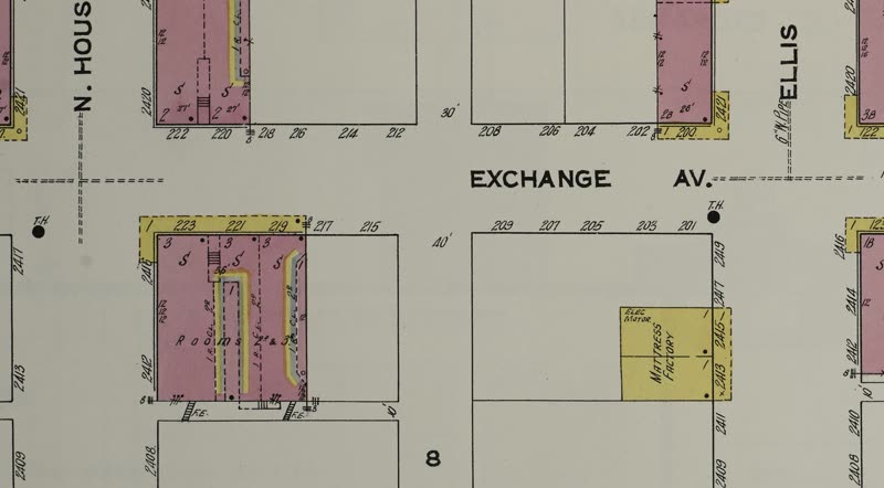1911 Sanborn fire insurance map of the 200 block of West Exchange Avenue