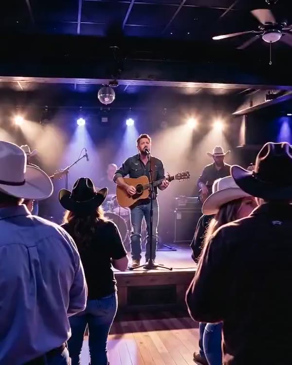 A country band on the corner stage